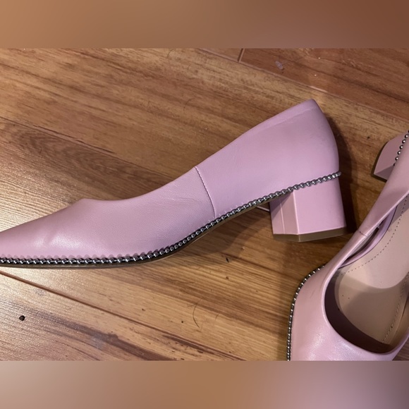 coach pumps in a light pink with silver beaded detailing around - Picture 5 of 5